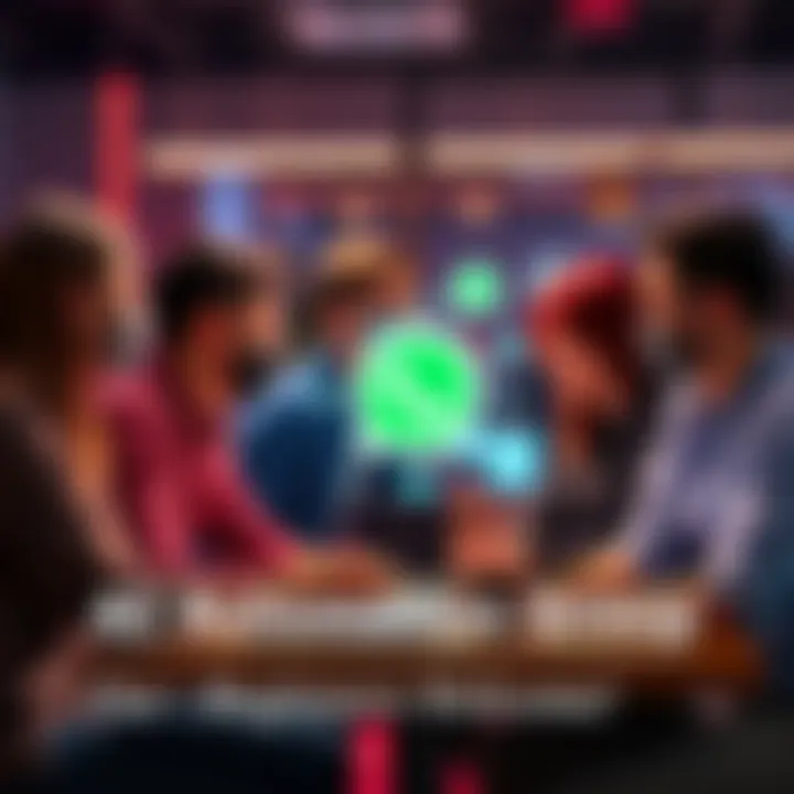 A diverse group of beginners working together on AI automation projects in a WhatsApp group setting, sharing ideas and learning.