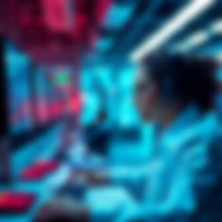 A call center agent using AI technology to assist customers efficiently.