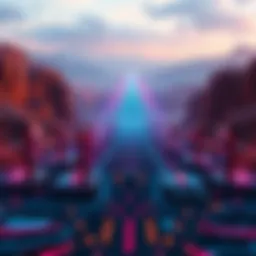 A representation of artificial intelligence facing obstacles in a digital landscape, with a futuristic design symbolizing the ARC-AGI-3 challenge.