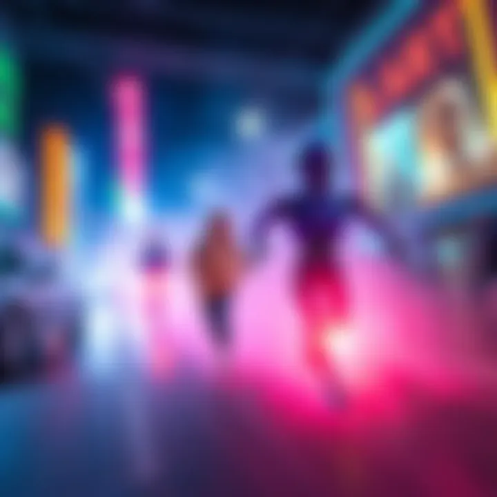 A dynamic scene showcasing AI-generated characters moving fluidly in a film setting