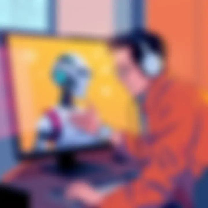 An illustration showing a frustrated person interacting with an AI chatbot on a computer screen, highlighting communication issues.