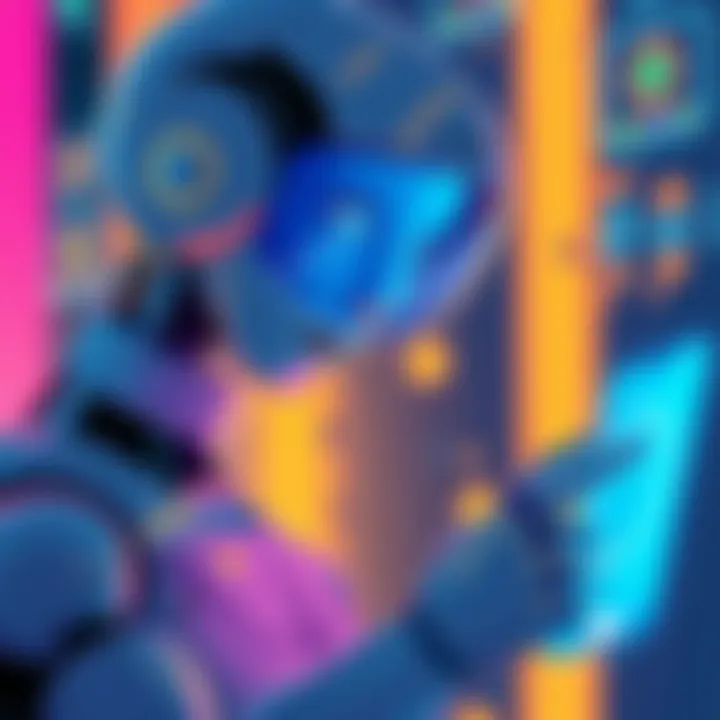An illustration of a human interacting with an AI chatbot, showing a confused expression as information appears limited on the screen, symbolizing knowledge collapse.