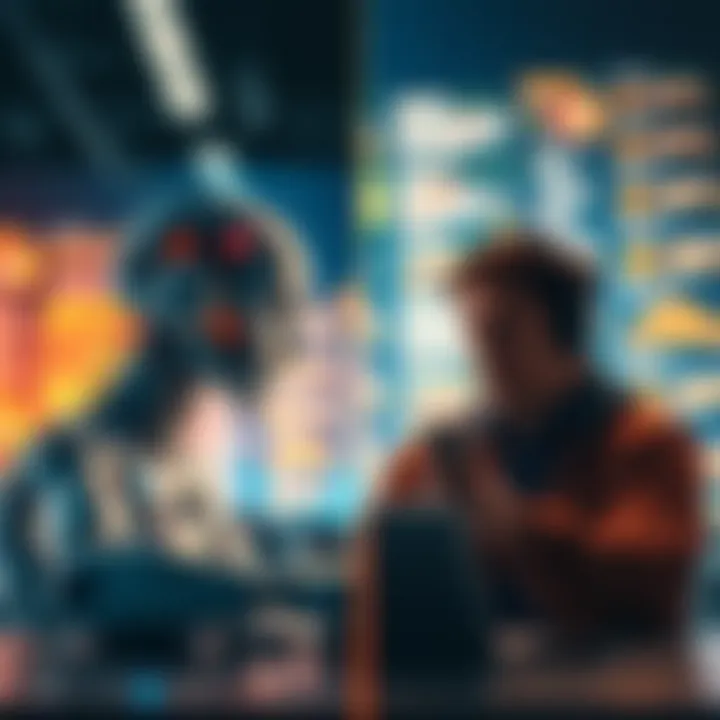 A split-screen showing an AI coding agent at work on one side and a frustrated user trying a consumer app on the other side, highlighting the efficiency gap.