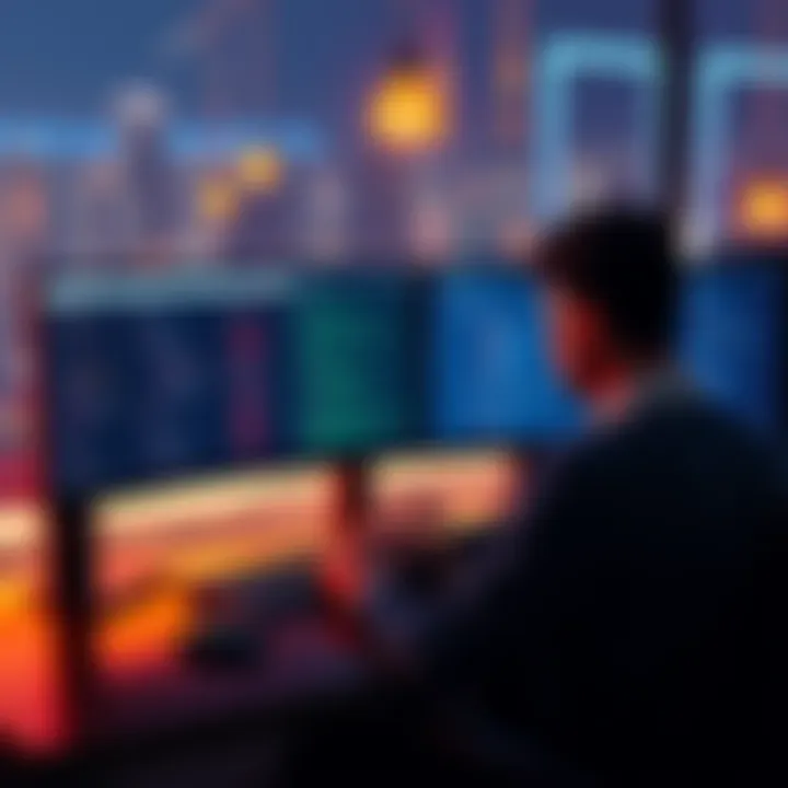 A person working on a computer with multiple coding assistant interfaces open on the screen, showing Cursor, GitHub Copilot, CodeWhisperer, and Cody.