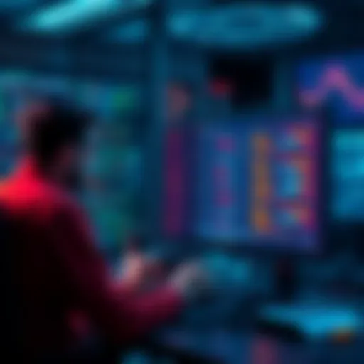 A programmer working on a large screen with AI coding tools displayed, showcasing complex code and debugging features