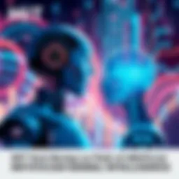A futuristic illustration of a robot and a human collaborating, symbolizing the journey to artificial general intelligence, with digital data visuals in the background.