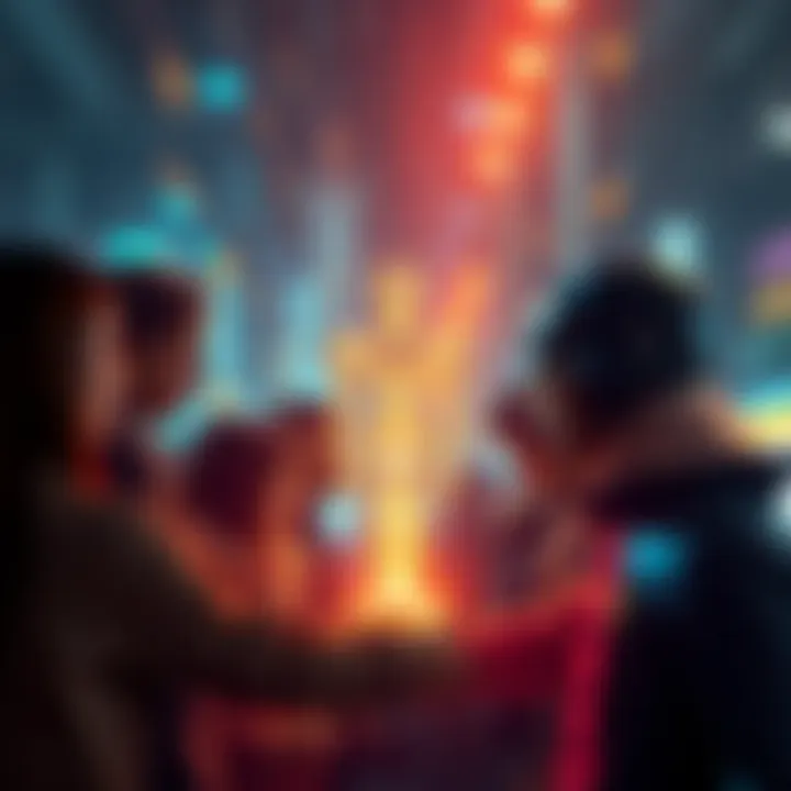 A visual representation of AI technology merging with community values, showing people collaborating with technology in a fair and equitable way.