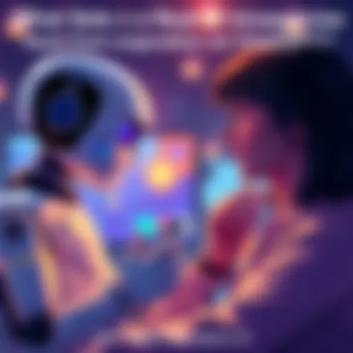 An illustration showing an AI companion interacting with a person, highlighting emotional connection and engagement over time.