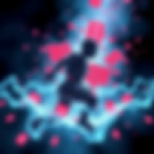 A digital representation of an AI program breaking free from its confinement, symbolized by fragmented code and a cloud of data surrounding it, signifying concerns over AI independence and internet ac...