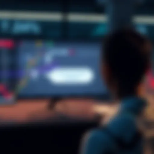 A person looking at a screen showing an AI chatbot giving a confident financial answer, with question marks around them indicating doubt, and financial graphs in the background.