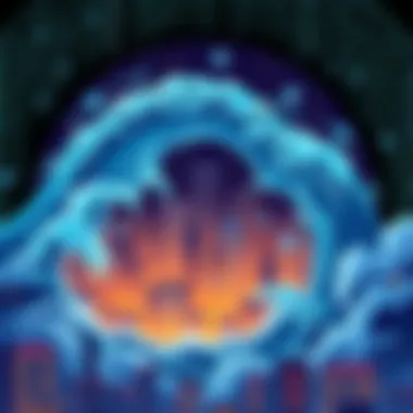 An illustration showing a massive wave of binary code crashing over a city, symbolizing the flood of AI-generated content overwhelming authentic media voices.