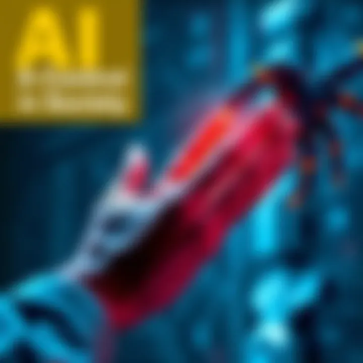 A depiction of a human hand reaching toward a robotic hand, symbolizing the connection between humans and artificial intelligence.