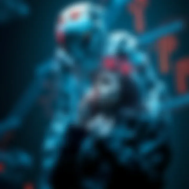 A figure representing AI looming over a person struggling to think critically, symbolizing control and dependency on technology.