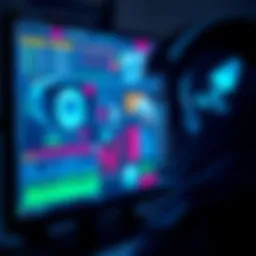 A person looks concerned at a computer screen showing AI data and surveillance images, symbolizing the loss of privacy and freedom.