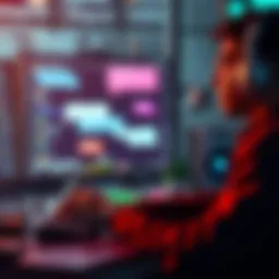 A person working on a computer with AI chat interface, showing text bubbles representing conversations, symbolizing the Context Saver project.