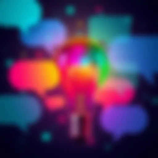 A colorful light bulb surrounded by chat bubbles, symbolizing creativity in AI discussions.