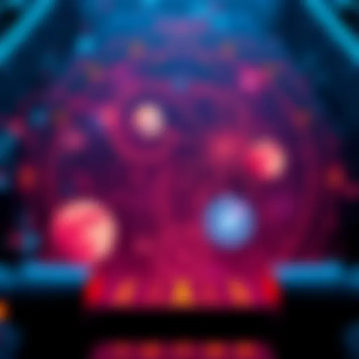 A futuristic AI interface displaying cosmic elements like stars and galaxies while pondering questions about life and the universe.