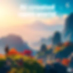 A vibrant and expansive game world filled with lush landscapes, towering mountains, and colorful characters, showcasing a unique adventure created by AI.