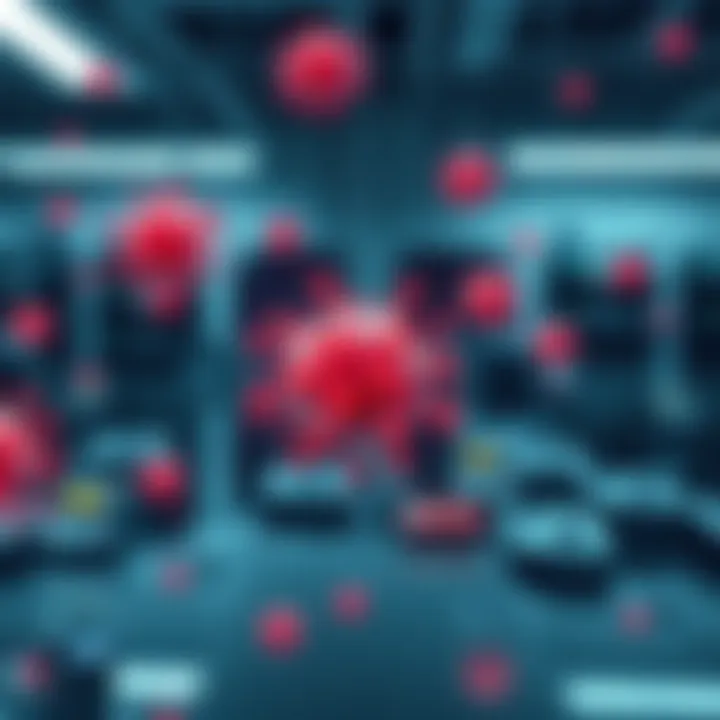 A representation of artificial intelligence generating viruses in a lab setting, illustrating biosecurity concerns.