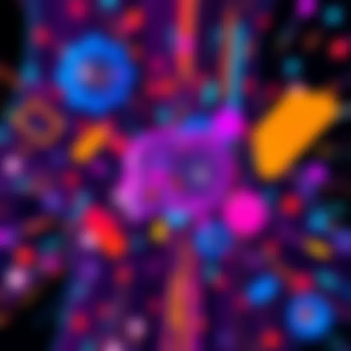 A visual representation of an AI algorithm generating creative metaphors with vibrant colors and abstract shapes, symbolizing innovation in technology.