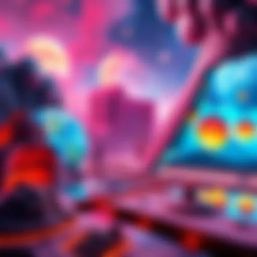 A colorful array of surreal images created by artificial intelligence, showcasing imaginative landscapes and abstract shapes.
