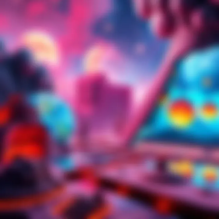 A colorful array of surreal images created by artificial intelligence, showcasing imaginative landscapes and abstract shapes.