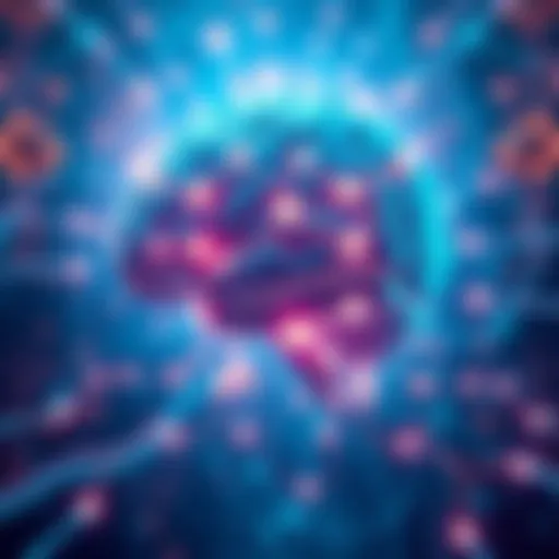 A futuristic scene depicting a brain with glowing connections, symbolizing AI technology and medical advancements for Alzheimer's treatment.