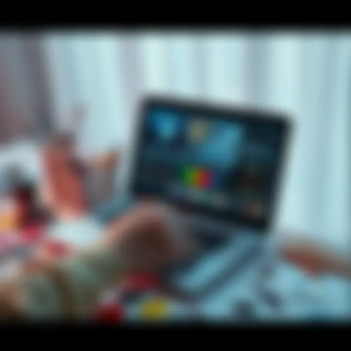A person using a laptop with AI tools alongside traditional art supplies like paint and brushes, showcasing the blend of technology and creativity.
