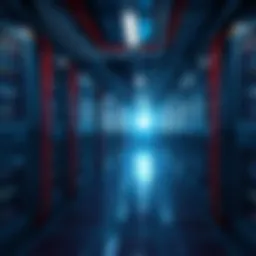 A high-efficiency cooling system in an AI data center, illustrating water usage for temperature control.