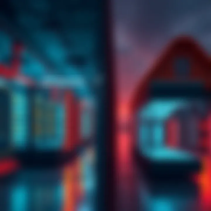 A side-by-side comparison of an AI data center and a traditional data center, showcasing their structures and energy equipment.