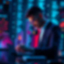 A business professional reviewing data security measures while using AI technology on a laptop