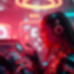 A digital representation of an AI dating app interface inspired by Black Mirror, featuring futuristic design elements and engaging user interactions.