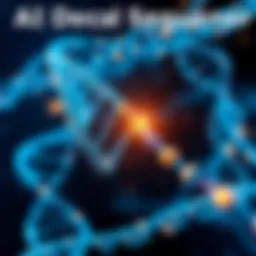 Visual representation of AI technology analyzing DNA strands, highlighting a crucial sequence related to human genes