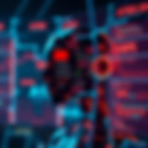 A digital representation of AI showcasing various data points and responses on a screen, symbolizing its defense against recent claims.