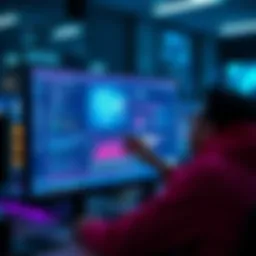 A person analyzing AI-generated content on a computer screen with detection software running.