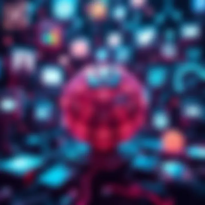 Various icons representing forums, newsletters, and social media related to artificial intelligence updates
