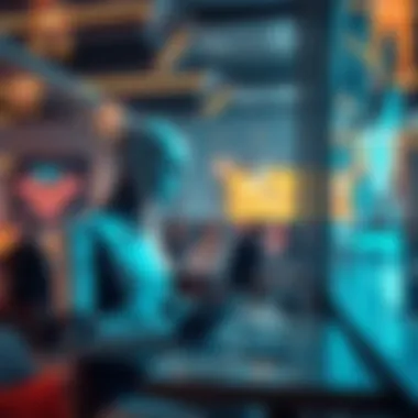 AI Managing Dinner Reservations A futuristic restaurant scene with a digital interface for booking dinner reservations, showcasing AI technology at work.