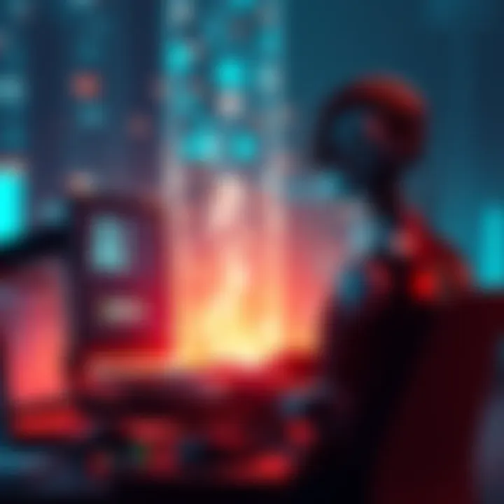 A person working on a computer with AI tools, showcasing creative projects like apps and games.