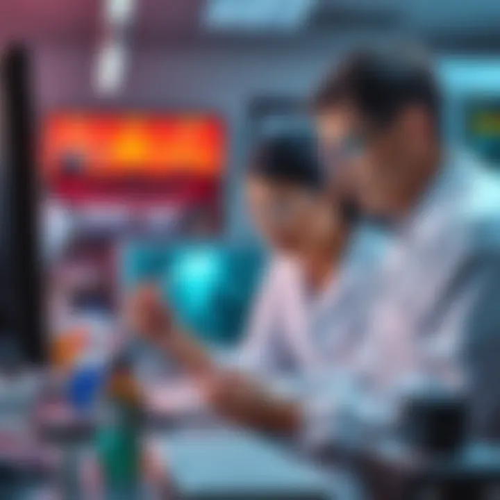 Scientists in a lab working with vials and a computer, focusing on an AI-generated drug that shows age-reducing effects on lung disease patients.