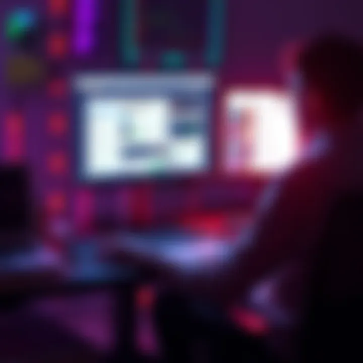 A person sitting at a desk, looking at a computer screen displaying AI ethics concepts and job listings