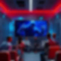 A group of people discussing the ethical implications of AI, with a provocative image projected on a screen in the background.