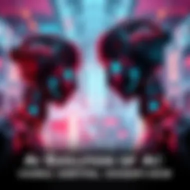 A visual representation of AI models improving over time, showcasing advanced animations and emotional expressions, with tech elements in the background.