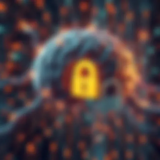 Illustration of an AI brain working on file compression and encryption, showing data bits being compressed and secured.