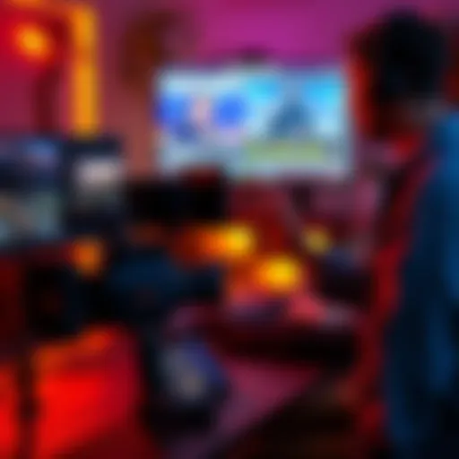 A filmmaker using a computer with AI software to create video content, showing a blend of technology and creativity.