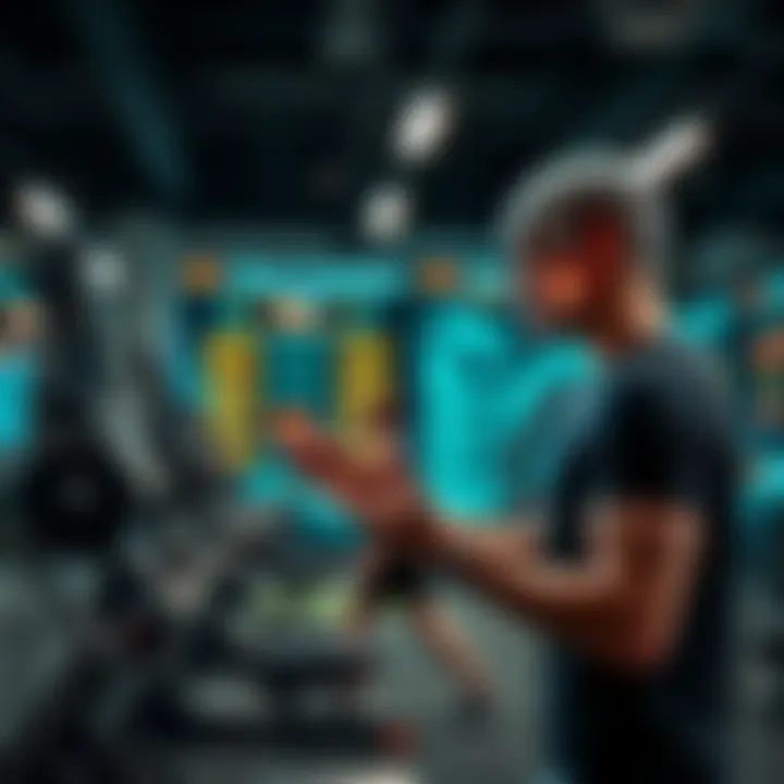 An AI fitness coach guiding a person through a workout routine with visual prompts for sets and reps