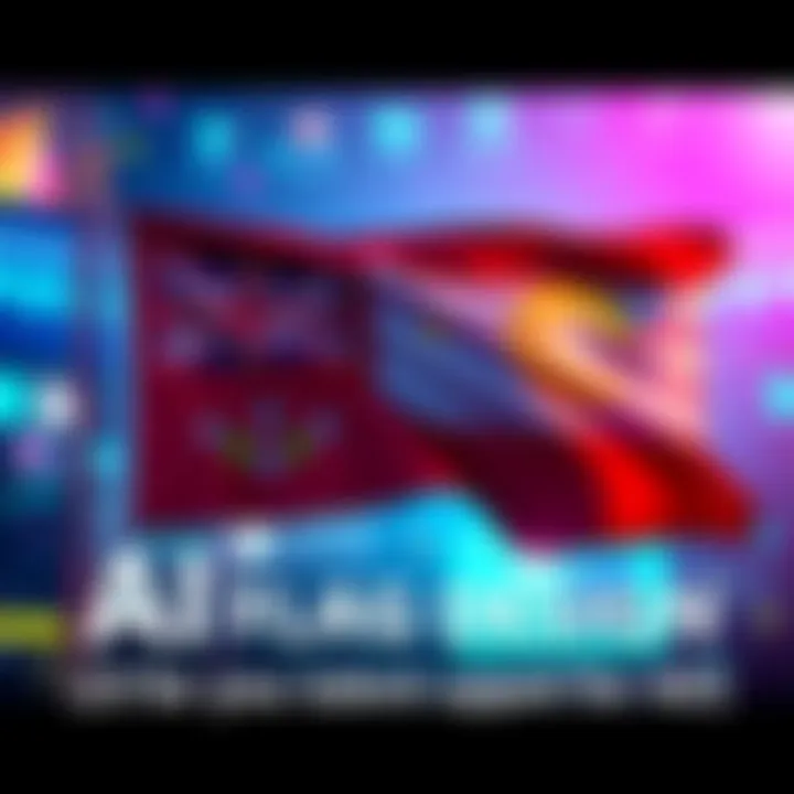 A colorful flag representing support for AI, with creative designs and symbols showcasing unity and community spirit, inviting people to participate in the contest.