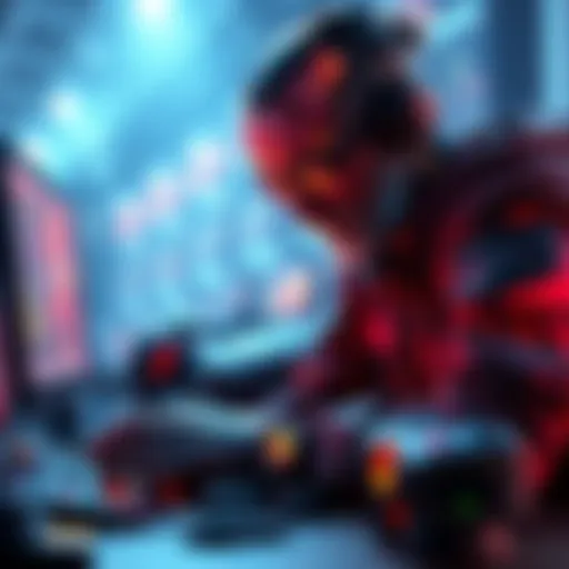 A digital artist using AI software to create a game level with prompt-based tools