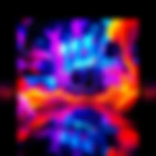 A digital artwork representing an AI-generated music album, showcasing vibrant colors and abstract shapes, hinting at its musical theme.