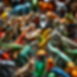 A collection of diverse AI-generated animals, showcasing various species from reptiles to insects in colorful settings.