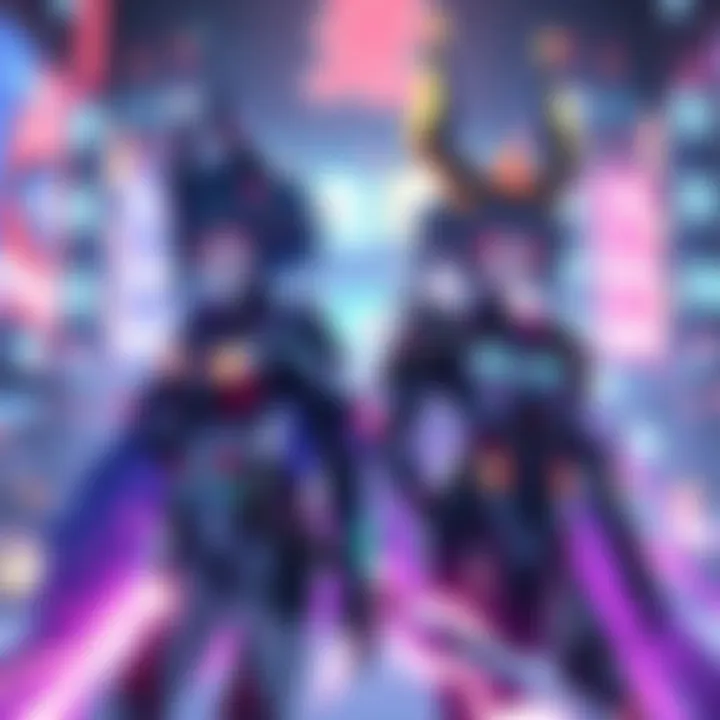 A colorful digital artwork resembling characters from Genshin Impact, blending fantasy and technology, showcasing the debate between traditional and AI art styles.